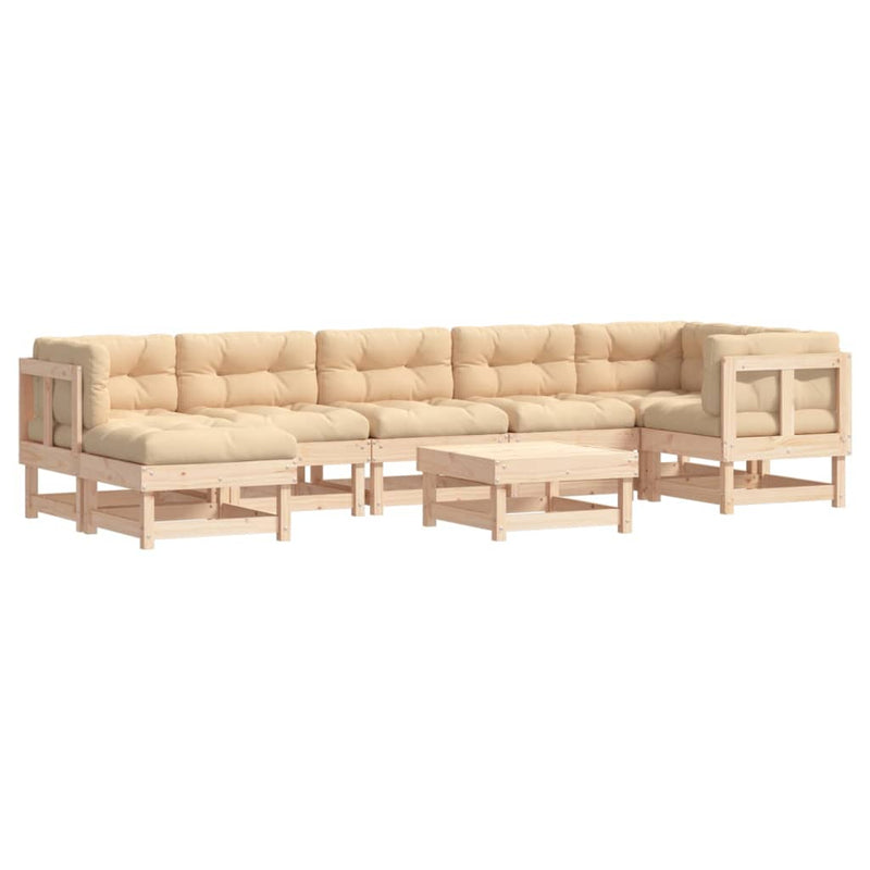 8 Piece Garden Lounge Set with Cushions Solid Wood
