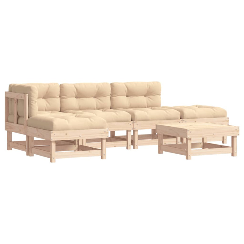 6 Piece Garden Lounge Set with Cushions Solid Wood