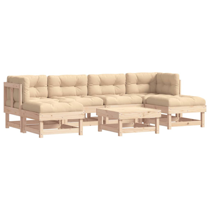 7 Piece Garden Lounge Set with Cushions Solid Wood