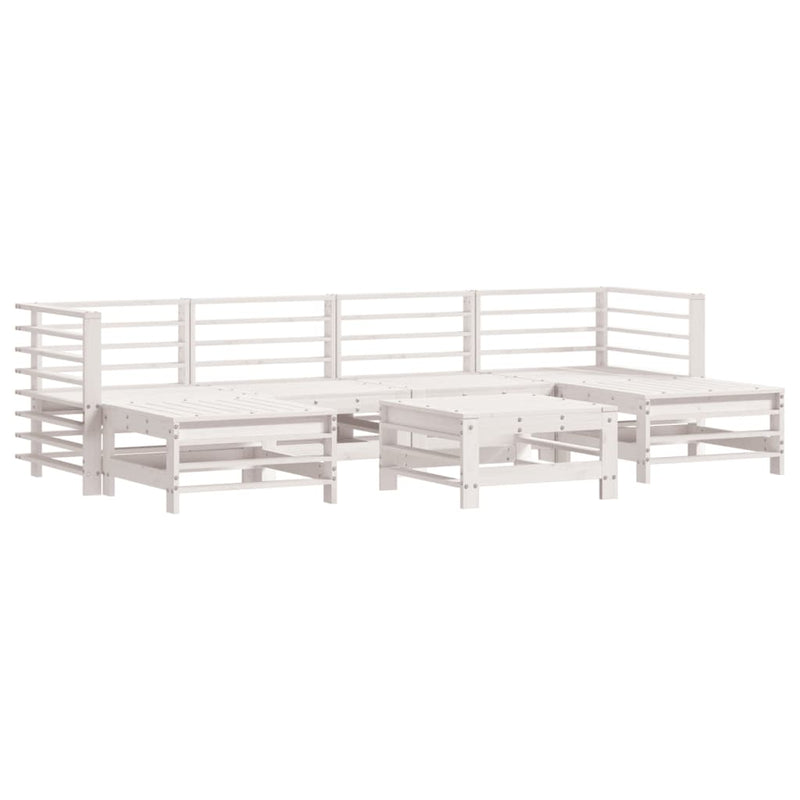 7 Piece Garden Lounge Set with Cushions White Solid Wood