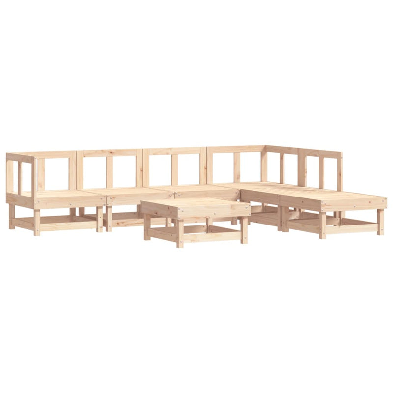 7 Piece Garden Lounge Set with Cushions Solid Wood