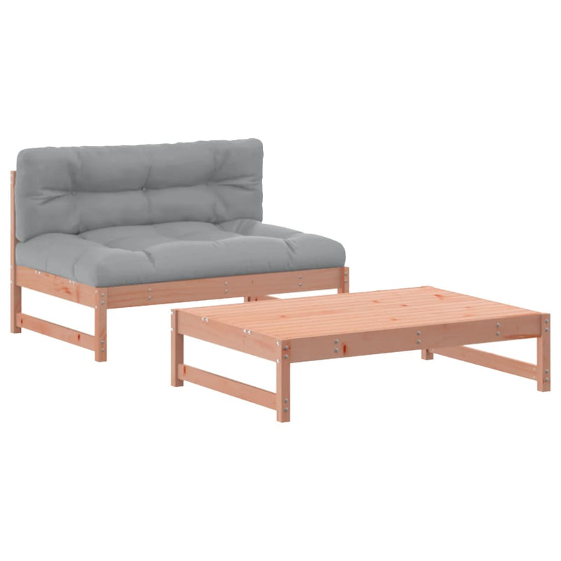 2 Piece Garden Lounge Set with Cushions Solid Wood Douglas