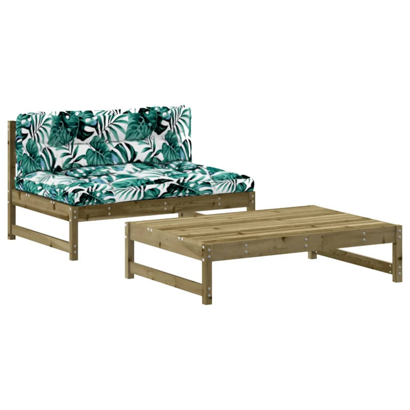 2 Piece Garden Lounge Set with Cushions Impregnated Wood Pine