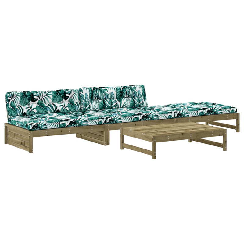 4 Piece Garden Lounge Set with Cushions Impregnated Wood Pine