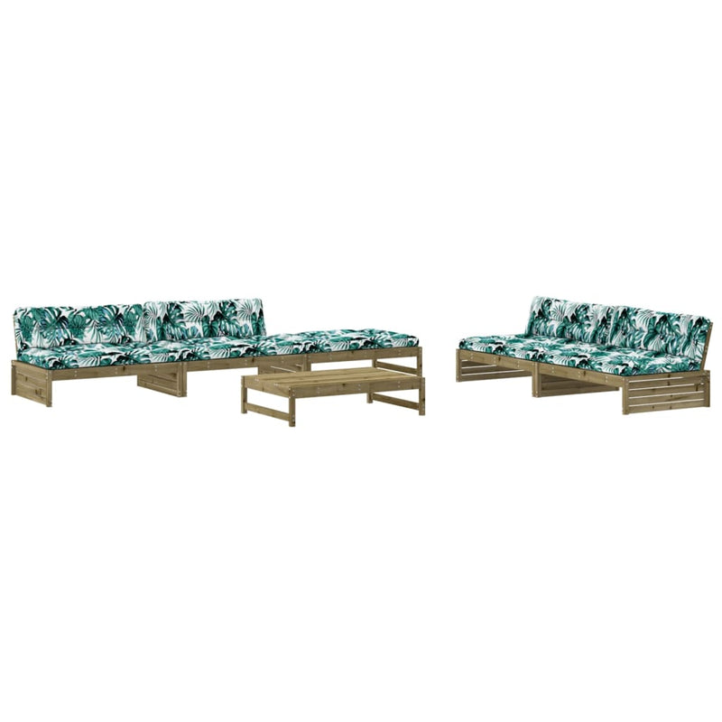 6 Piece Garden Lounge Set with Cushions Impregnated Wood Pine