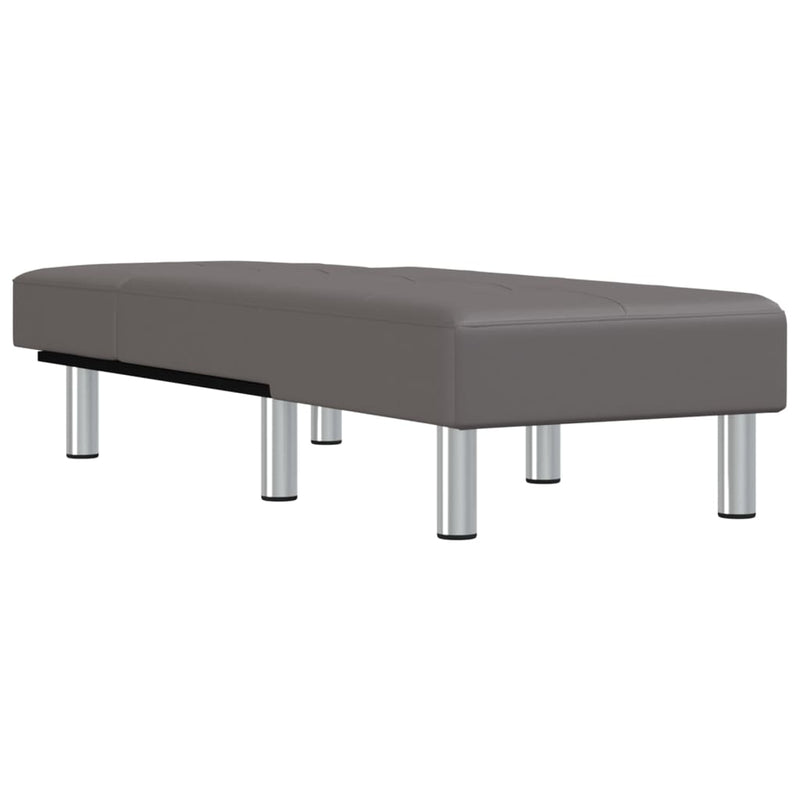 Chaise Longue Grey Faux Leather