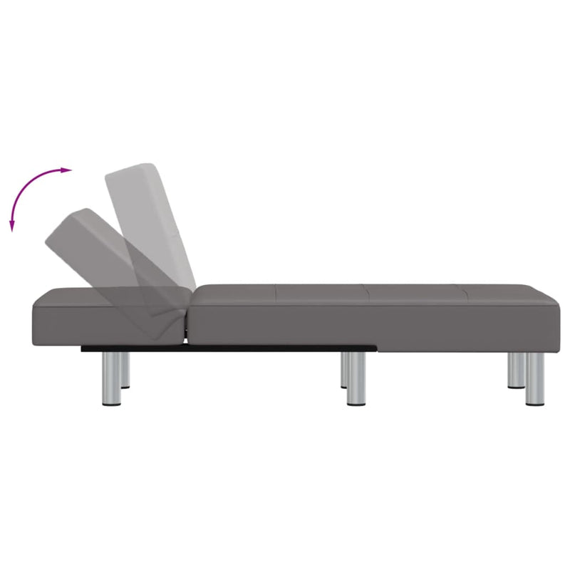 Chaise Longue Grey Faux Leather