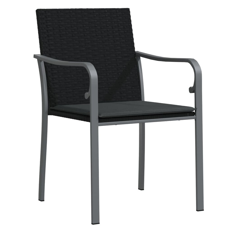 Garden Chairs with Cushions 4 pcs Black 56x59x84 cm Poly Rattan