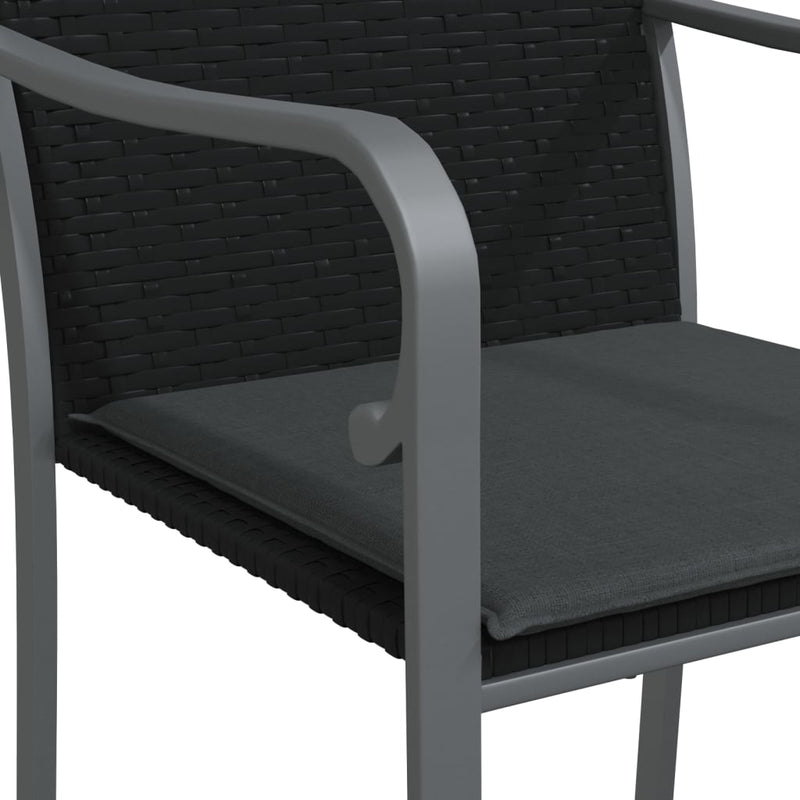 Garden Chairs with Cushions 4 pcs Black 56x59x84 cm Poly Rattan