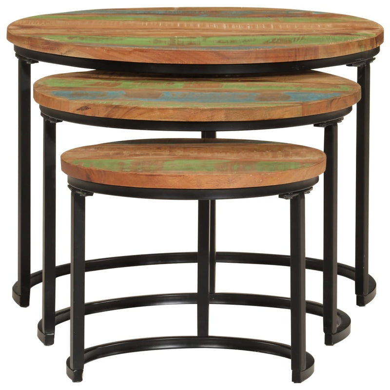 Nesting Tables 3 pcs Solid Wood Reclaimed