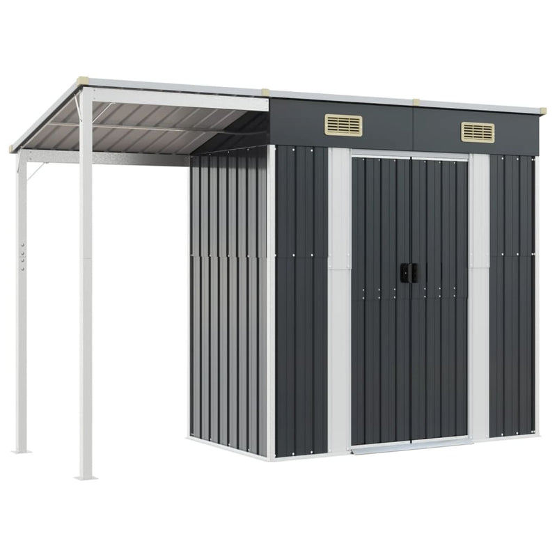 Garden Shed with Extended Roof Anthracite 277x110.5x181 cm Steel