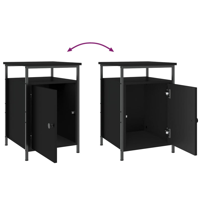 Bedside Cabinets 2 pcs Black 40x42x60 cm Engineered Wood