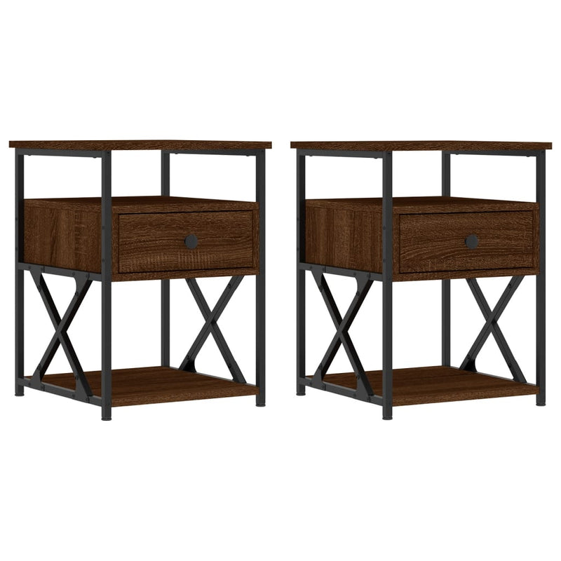 Bedside Cabinets 2 pcs Brown Oak 40x42x55 cm Engineered Wood