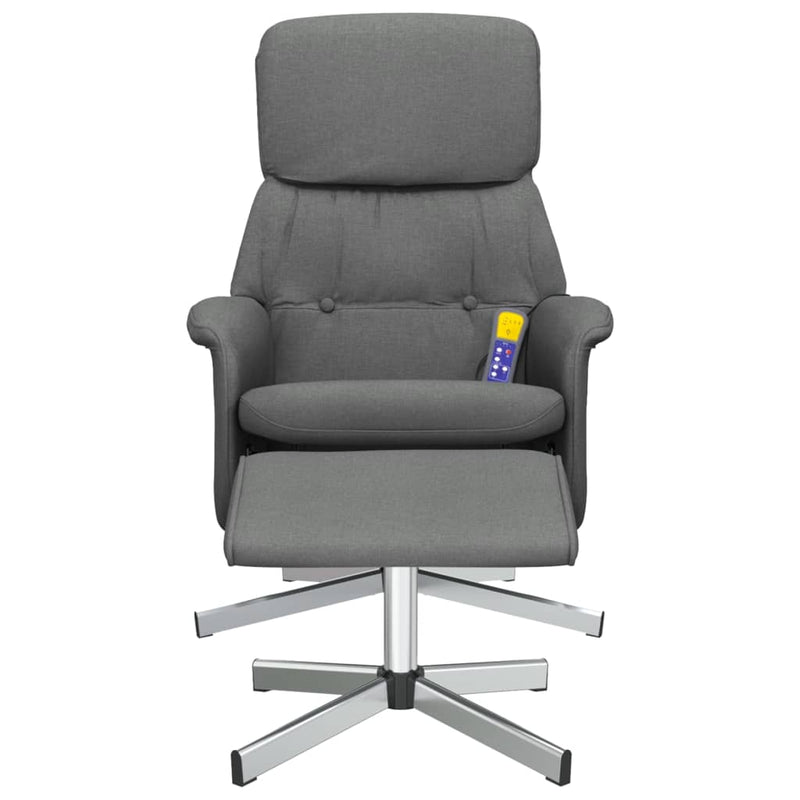 Massage Recliner Chair with Footstool Dark Grey Fabric