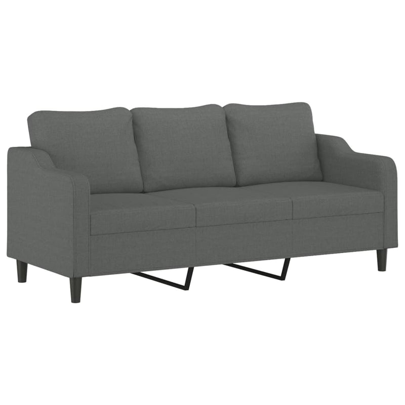 3-Seater Sofa with Footstool Dark Grey 180 cm Fabric