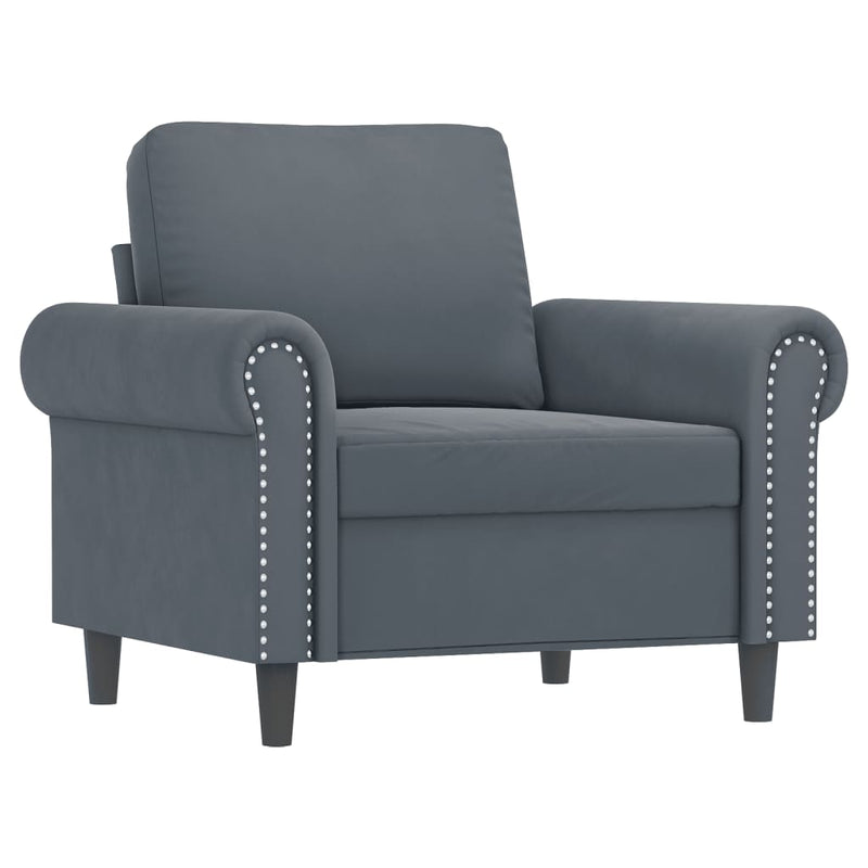 Sofa Chair with Footstool Dark Grey 60 cm Velvet