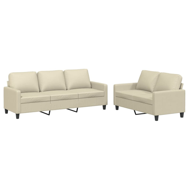 2 Piece Sofa Set with Cushions Cream Faux Leather