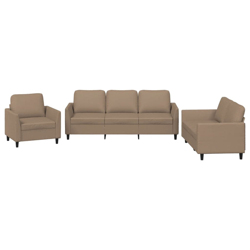 3 Piece Sofa Set with Cushions Cappuccino Faux Leather