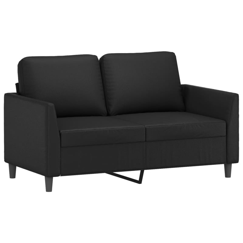 4 Piece Sofa Set with Cushions Black Faux Leather