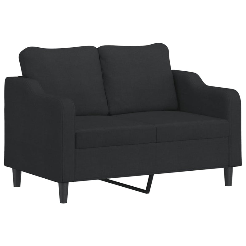 4 Piece Sofa Set with Cushions Black Fabric