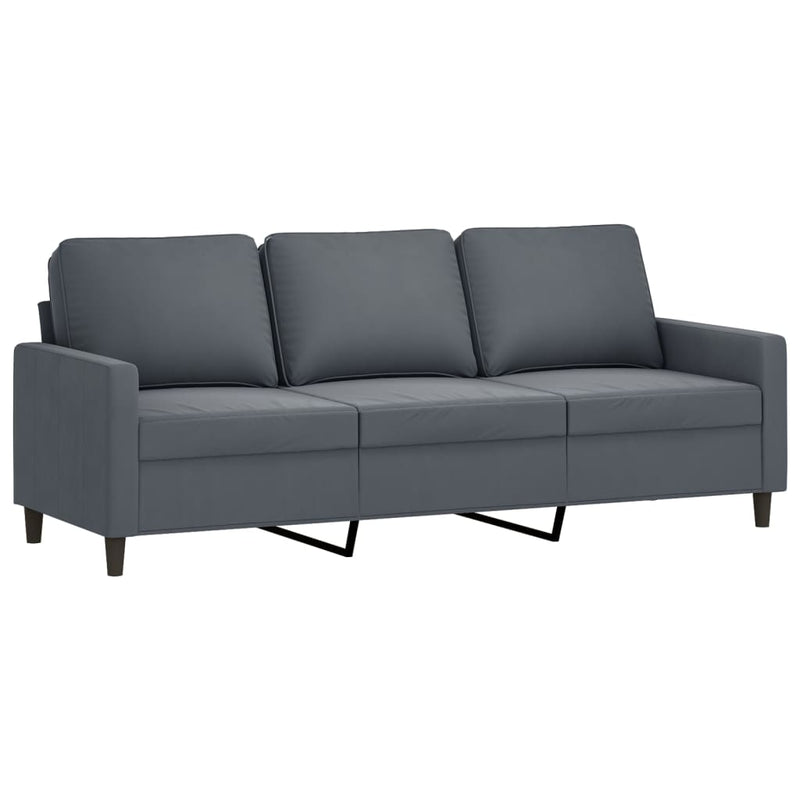 4 Piece Sofa Set with Pillows Dark Grey Velvet