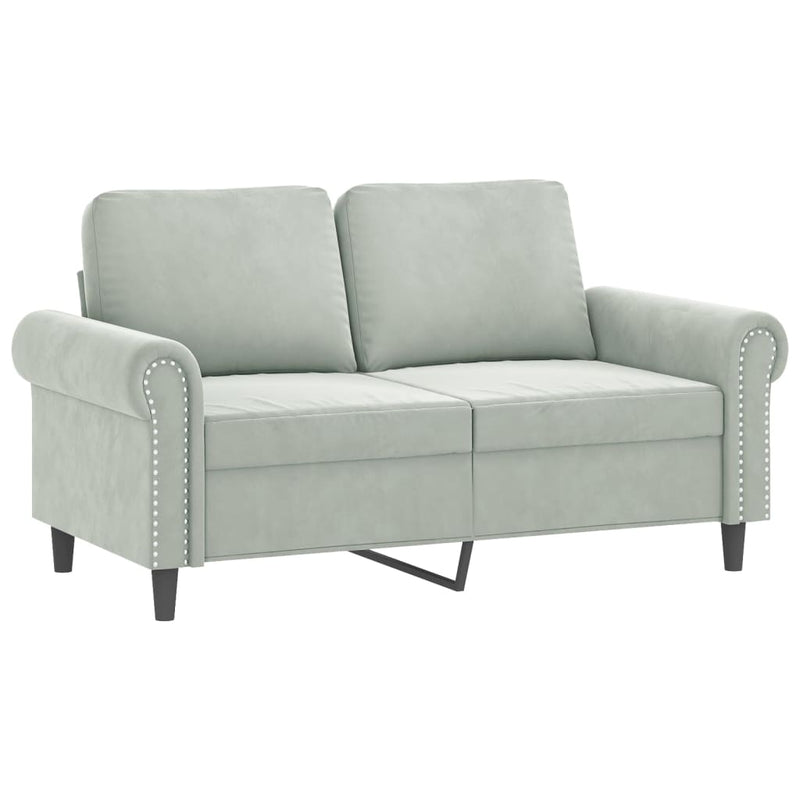 4 Piece Sofa Set with Pillows Light Grey Velvet