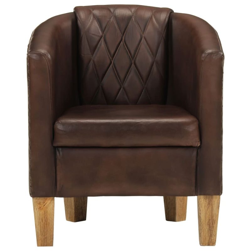 Tub Chair Light Brown Real Leather
