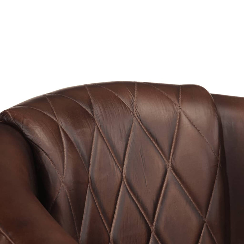 Tub Chair Light Brown Real Leather