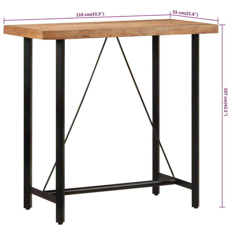 Bar Table 110x55x107 cm Solid Wood Acacia and Iron