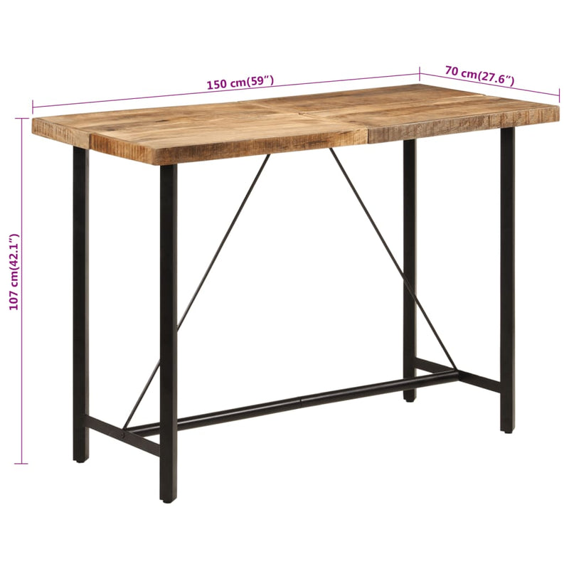 Bar Table 150x70x107 cm Solid Wood Mango and Iron