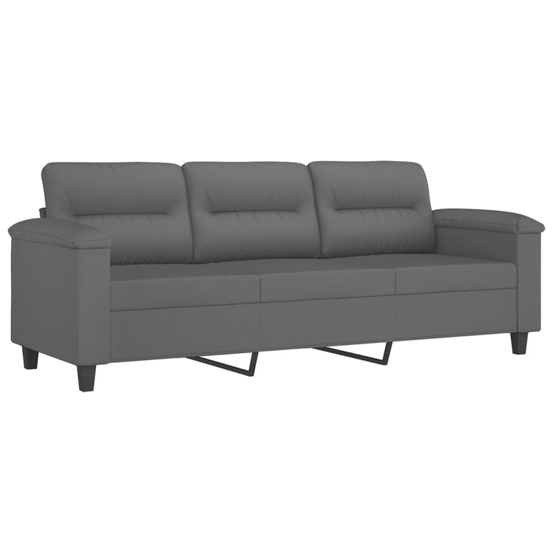 3-Seater Sofa Dark Grey 180 cm Microfibre Fabric