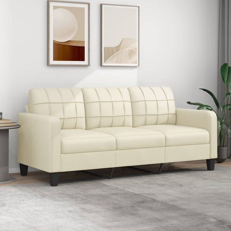 3-Seater Sofa Cream 180 cm Faux Leather