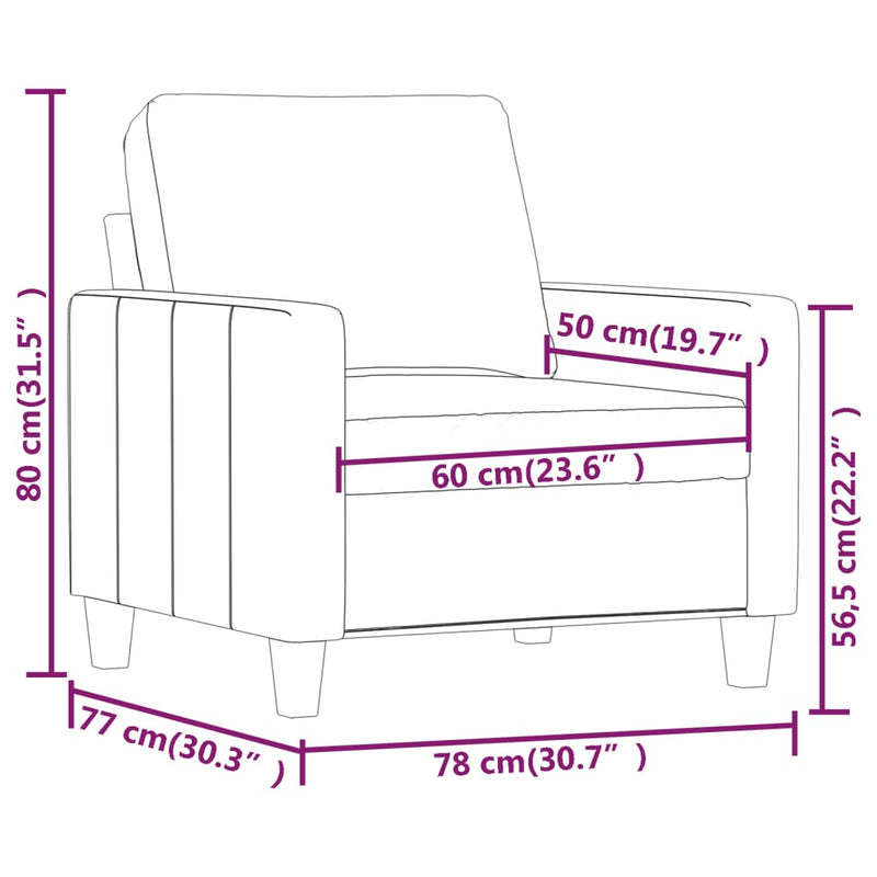 Sofa Chair Cream 60 cm Faux Leather