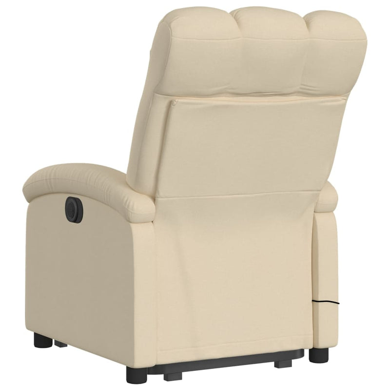 Stand up Massage Recliner Chair Cream Fabric