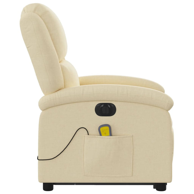 Electric Stand up Massage Recliner Chair Cream Fabric