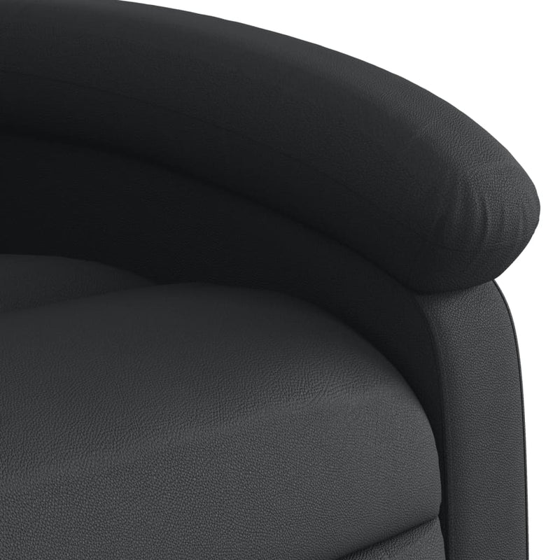 Electric Recliner Chair Black Real Leather