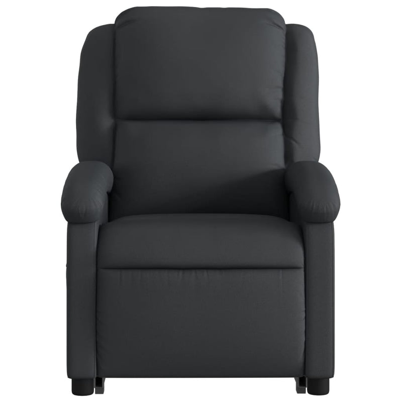Stand up Recliner Chair Black Real Leather