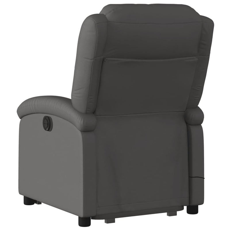 Stand up Massage Recliner Chair Grey Real Leather