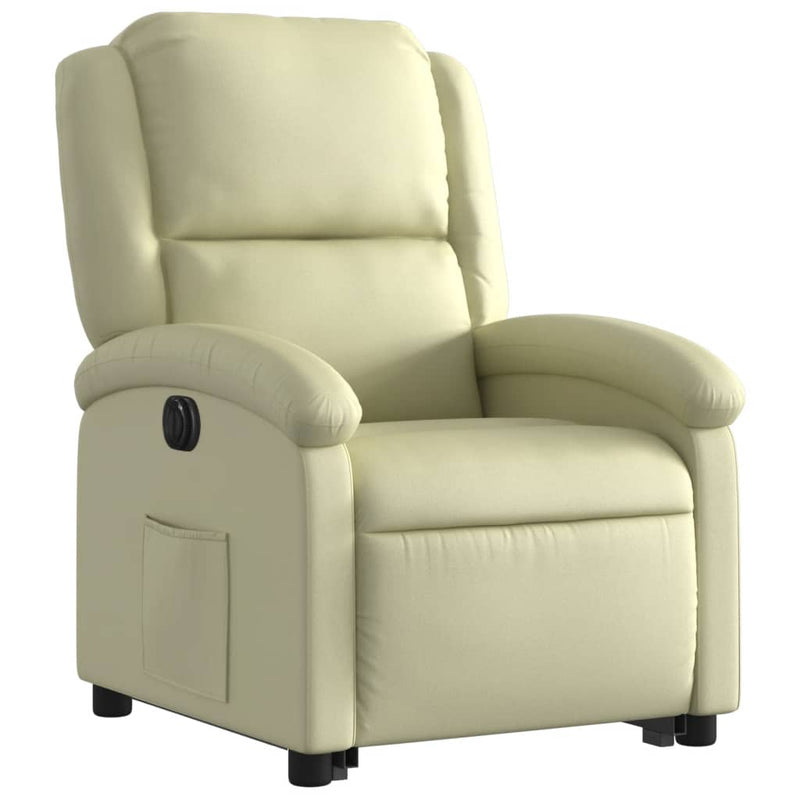 Electric Stand up Recliner Chair Cream Real Leather