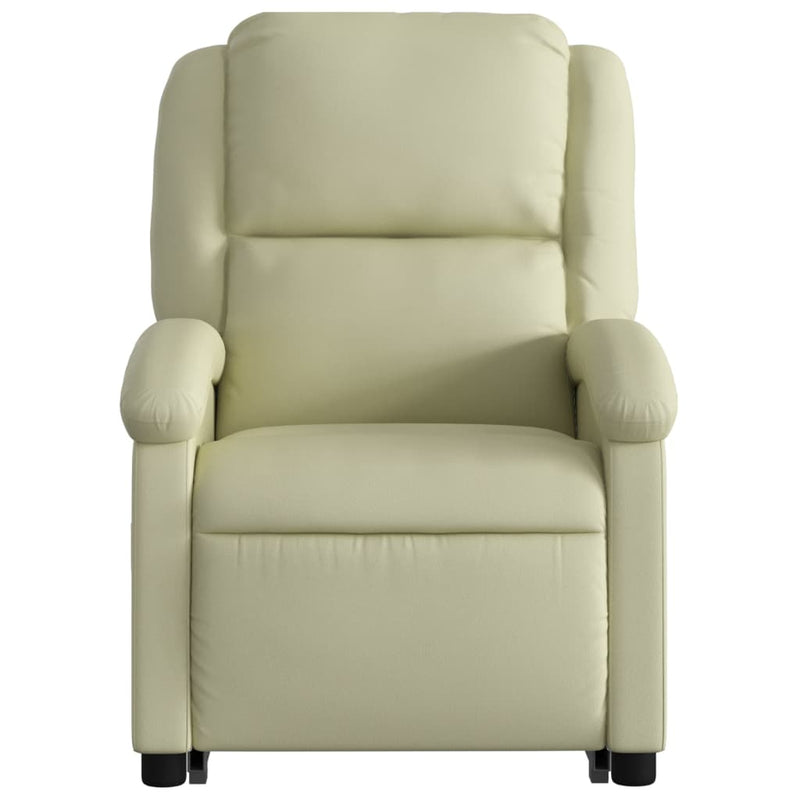 Electric Stand up Recliner Chair Cream Real Leather