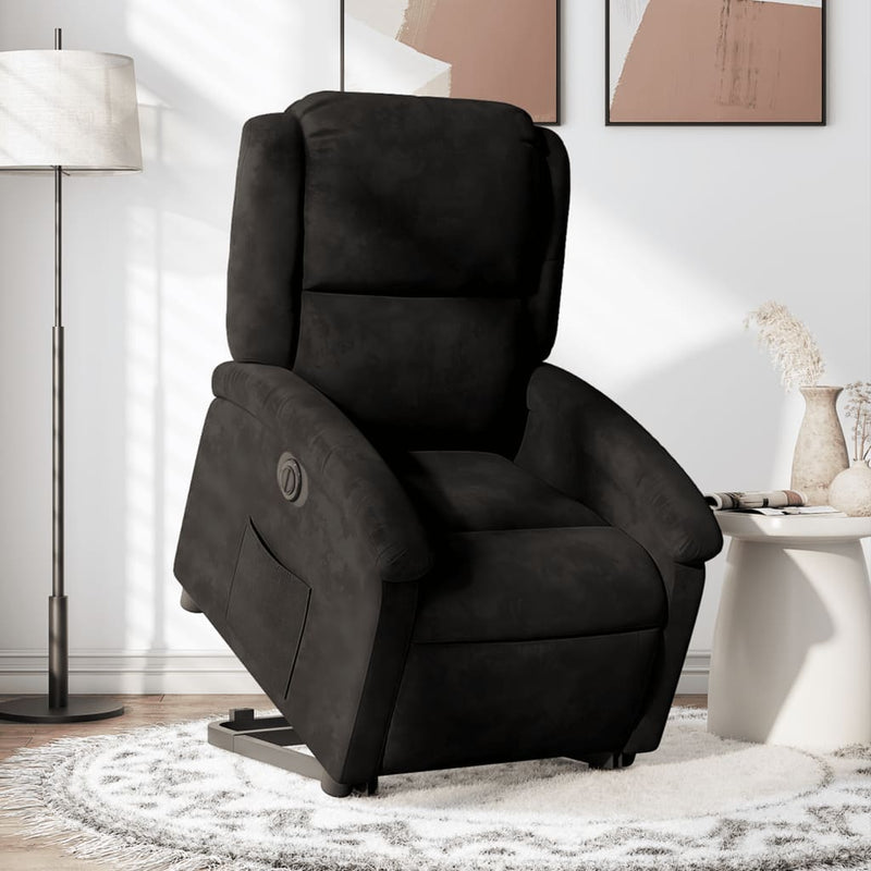 Electric Stand up Recliner Chair Black Velvet