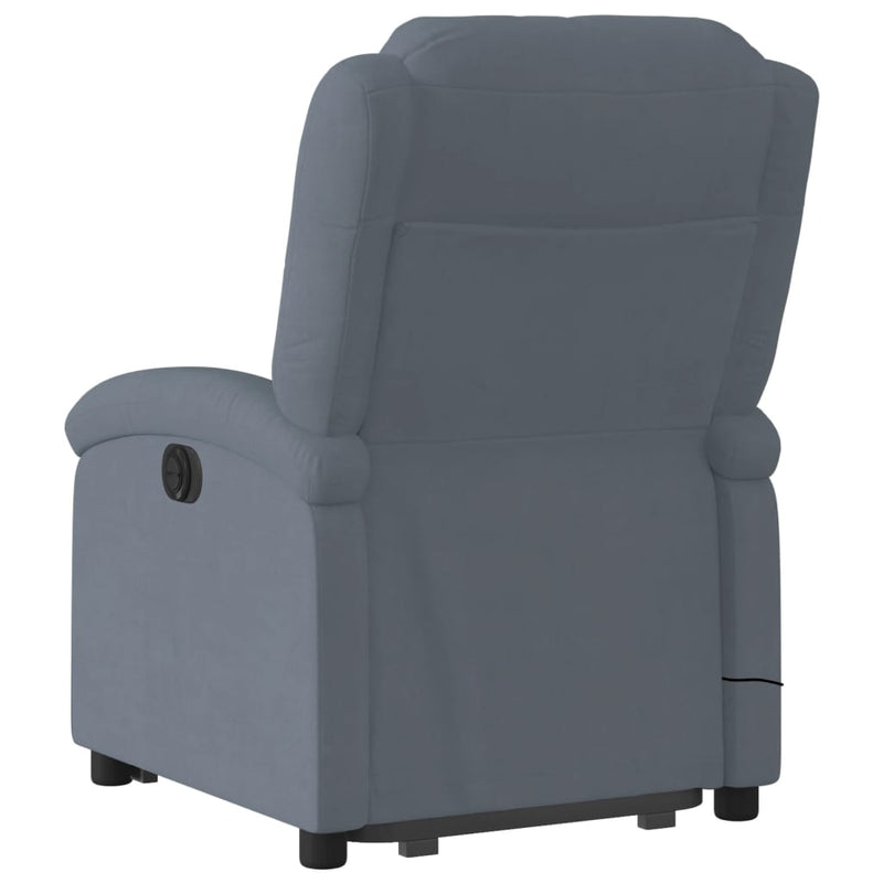 Electric Stand up Massage Recliner Chair Dark Grey Velvet