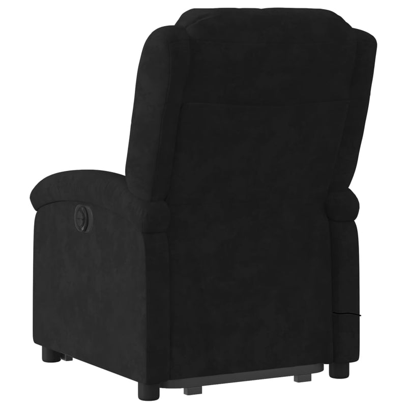 Electric Stand up Massage Recliner Chair Black Velvet