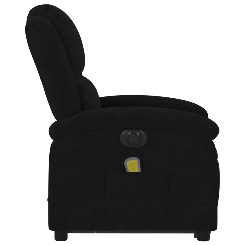 Electric Stand up Massage Recliner Chair Black Velvet