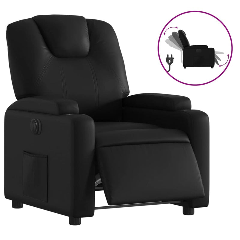 Electric Recliner Chair Black Faux Leather