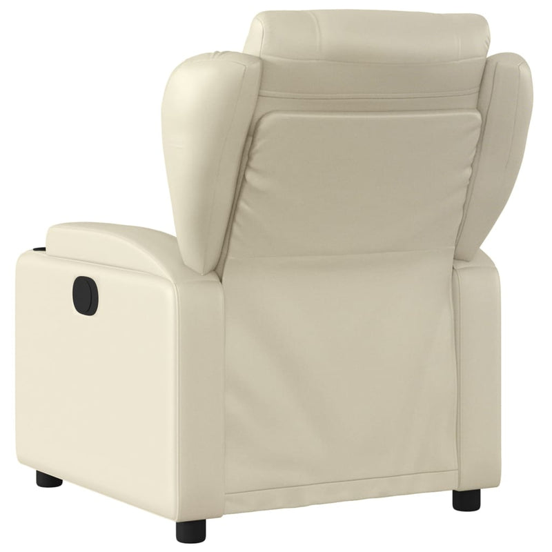 Electric Massage Recliner Chair Cream Faux Leather