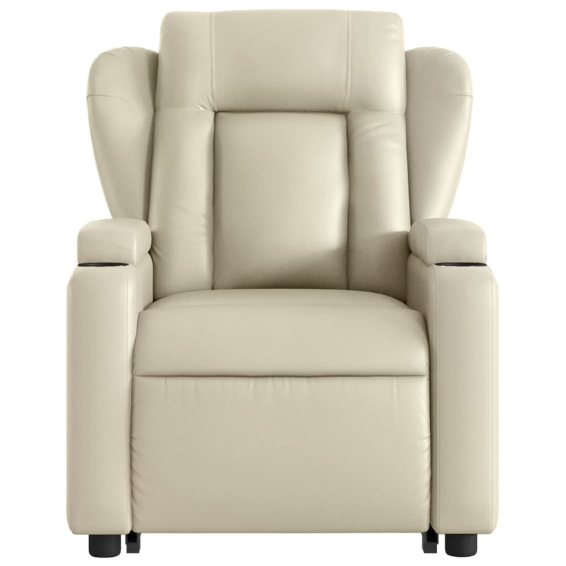 Stand up Massage Recliner Chair Cream Faux Leather