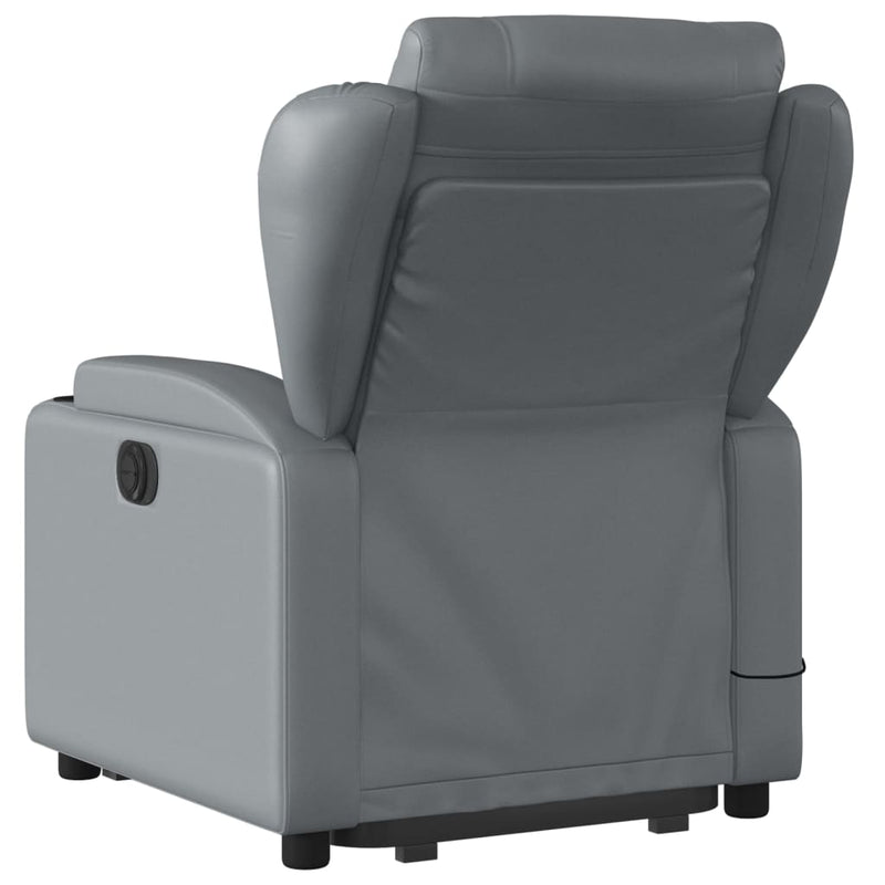 Stand up Massage Recliner Chair Grey Faux Leather