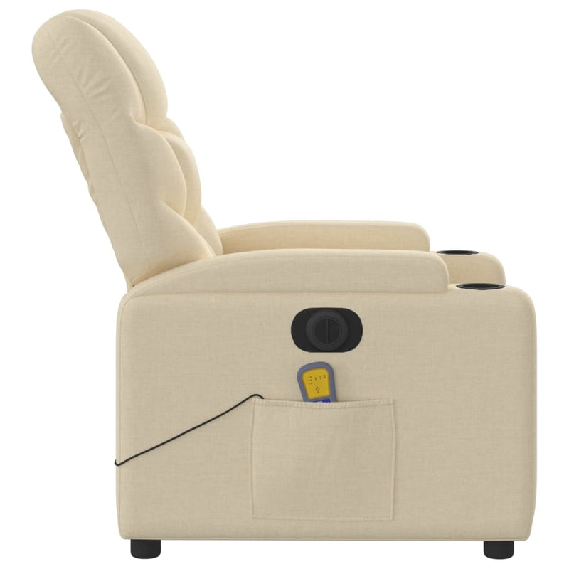 Electric Massage Recliner Chair Cream Fabric