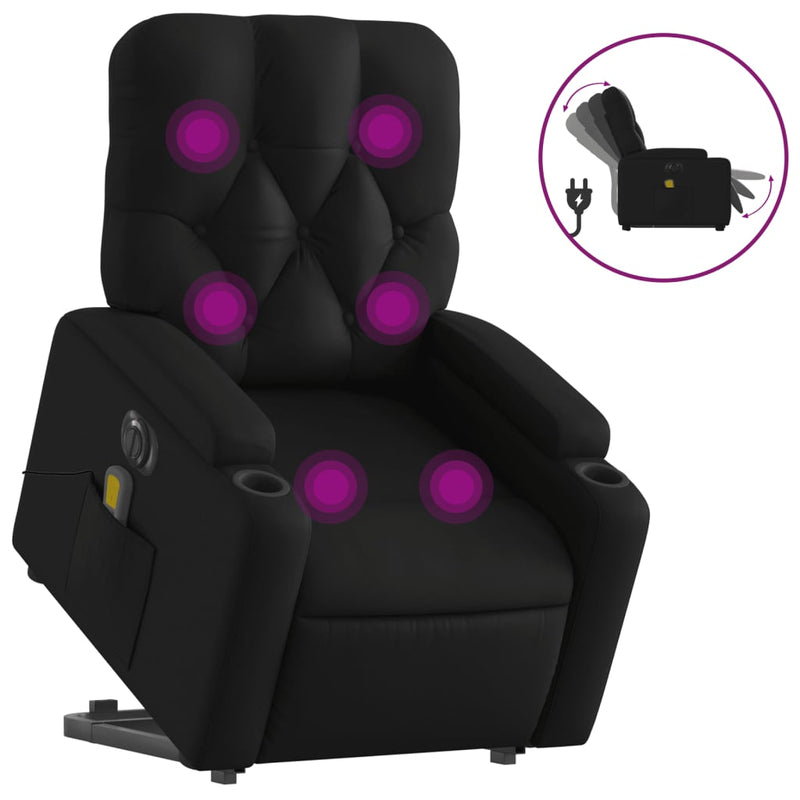 Electric Stand up Massage Recliner Chair Black Faux Leather